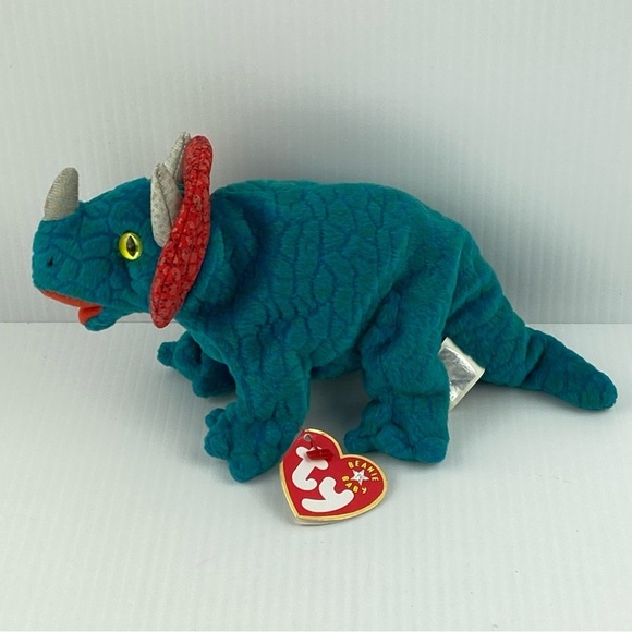 Ty Beanie Baby Hornsley the Triceratops Dinosaur Bean Bag Plush 2000 - Picture 2 of 11